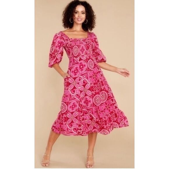 NWT Olivia James Bridget Midi Dress, Tile, $235 XS - Picture 1 of 7